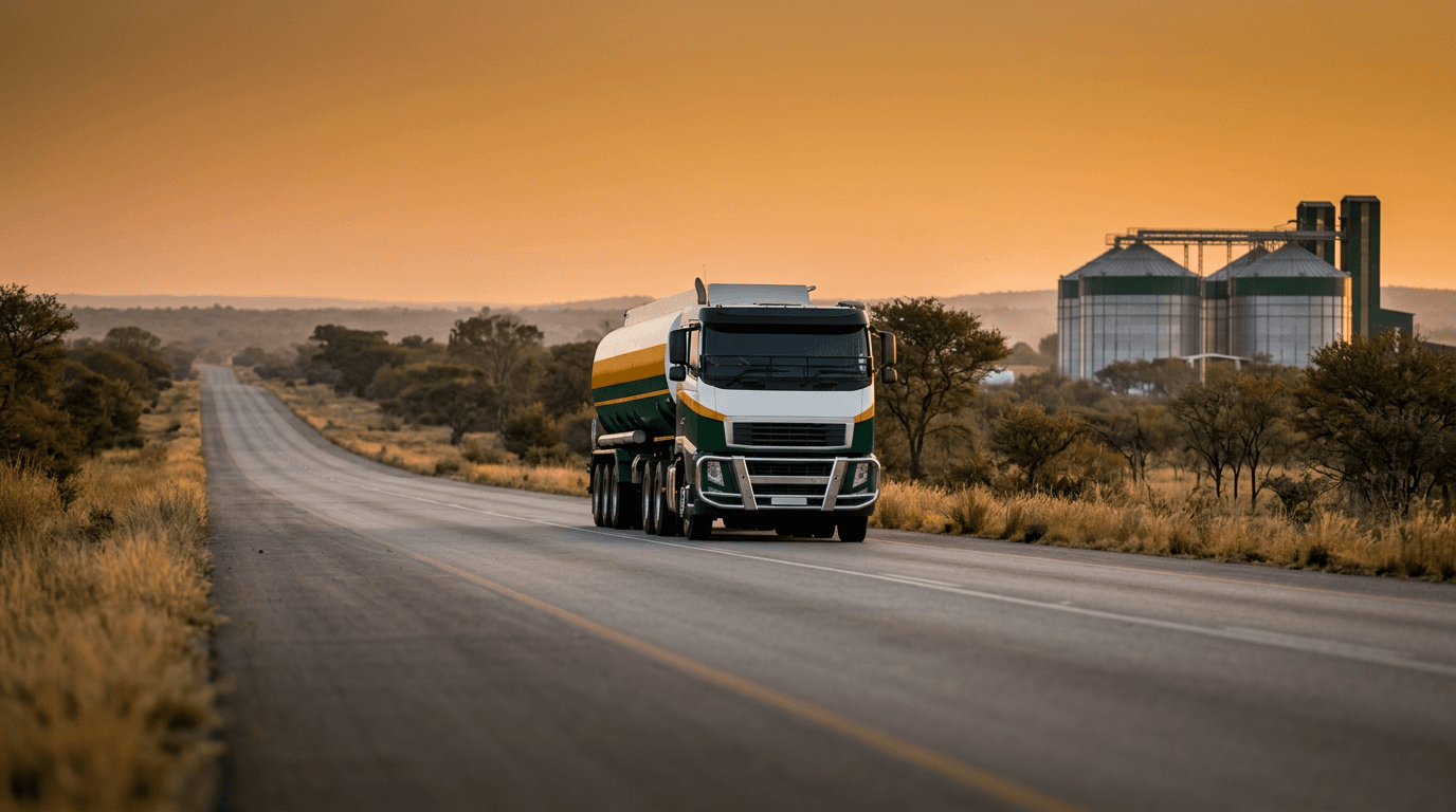 Devine Oils tanker truck on a Southern African highway